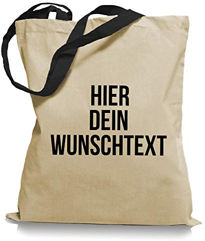 Stoffbeutel Jutebeutel mit Wunschtext/Selber gestalten mit dem Amazon T-Shirt Designer/Beutel Druck/Designertool Tragetasche/Bag/Jutebeutel WM2-black