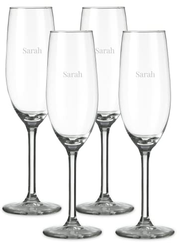 Coupes de Champagne personnalisées - Fûtes à Champagne en Verre pour les Grandes Occasions et Célébrations avec une Gravure de grande Qualité réalisée au Laser, Personnalisable avec Nom et Texte (4)