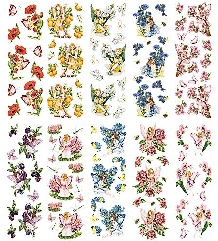 Ideen mit Herz Transparent-Sticker | 10 Bogen à 10 cm x 30 cm | Bunte Aufkleber zum Basteln & Dekorieren (Zauberhafte Elfen 2)