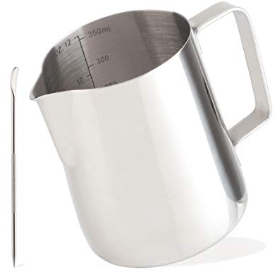 Milchkännchen Edelstahl 350ml Milchkanne Milchaufschäumer Krug und Latte Art Stift Kit für Cappuccino Latté
