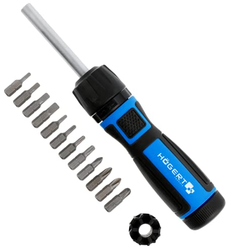 Schraubendreher-Set 13 Stk mit die innovative Konstruktion mit Zahnrad ermöglicht das Arbeiten mit einem Übersetzungsverhältnis von 1:5 oder 1:1 | Högert HT1S215