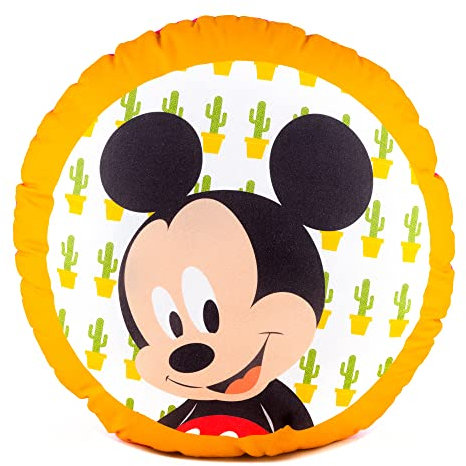 Disney Home Mickey Mouse und Minnie Mouse- Dekokissen mit Füllung 40 cm Rund - Wurfkissen für Jungen und Mädchen, tolles Dekokissen für Babyzimmer, Kinderzimmer, Couch, Sofa - weiches Kuschelkissen