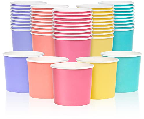 MATICAN Paper Ice Cream Cups, 50-Pack 325ml Disposable Dessert Bowls for Hot and Cold, 325-ml, 5 Pastel Colors