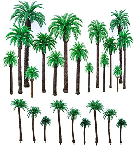 25 Stück Palm Baum Modell, Modell Palmen, Kunststoff Palme, Modell Bäume, Palme Modell Mini Landschaft, für Alle Landschaften Landschaft Cake Topper Dekoration Diorama Modelle Architekturbäume