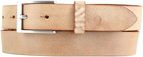 BELTINGER Herren-Gürtel aus weichem Vollrindleder Vintage-Look 3 cm | Leder-Gürtel für Herren 30mm | Schmaler Gürtel Used-Look | Tabac 85cm