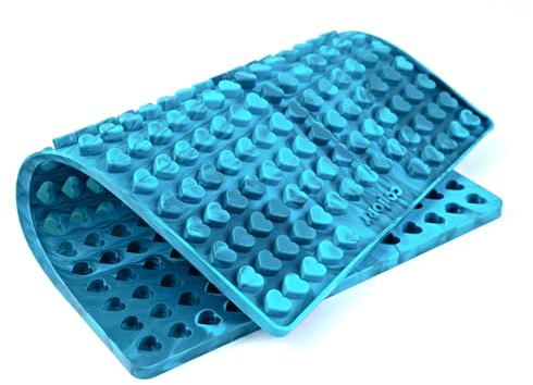 Collory Backmatte Hundekekse für MEDIUM (2,6cm) HERZ FORM Leckerlis, Silikon Backform, Pralinenform, Schokoladenform, Hitzebeständig, Lebensmittelecht & Bpa-frei