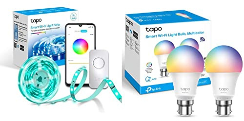 Tapo TP-Link Smart LED Light Strip, 5m L900-5 Smart Bulb, Smart WiFi LED Light, B22, 8.7W, Works with Amazon Alexa(Echo and Echo Dot), Google Home, L530B(2-Pack)[Energy Class F]