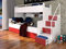 Marlux-Meble Hochbett Kinderbett JSM-3 mit Treppe 80x190 + 120x190 Hochglanz Kinderbetten Funktionsbett Etagenbett Stockbett Kinderhochbett Jugendhochbett (Rot Glanz)