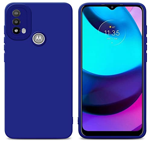 Cadorabo Hülle kompatibel mit Motorola Moto E20 Schutzhülle TPU Silikon Case Liquid Design mit Kameraschutz Slim Kratzfest Weiche Gummi mit Rundumschutz Case Hülle für Motorola Moto E20 in Blau