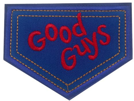 Good Guys Embroidered Iron/Sew on Patch Funny Punk Biker Emblem Gothic Armband Child's Play Badge for Shirts Applique Horror Costume Halloween Cosplay Souvenir (Blue)