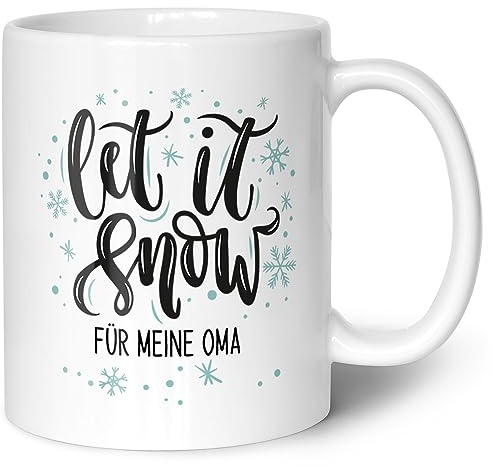 GRAVURZEILE personalisierte Tasse mit Weihnachtsmotiv - Let it Snow - Geschenke für Frauen & Männer - Lebensmittelecht Geeignet für die Mikrowelle - Geschenk zu Wichteln Weihnachten - Weiß