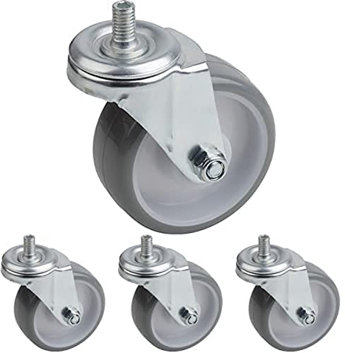 Metafranc Lenkrolle Ø 75 mm - Mit Schraube - Polyurethan-Rad - Weiche Lauffläche - Rollenlager - 75 kg Tragkraft/Transportrolle/Möbelrolle/Schwerlastrolle / 802940, 4er Pack