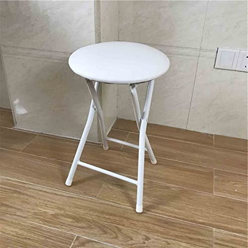 Keine Installation Klapphocker Faltbar Outdoor, Klappbarer Hocker Camping Stahlrohr + PU-Leder + Schaumstoff Polstermaterial, Barhocker Klappbar Für Bar Café Küche, Sitzhöhe 50cm ( Color : White )