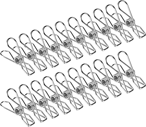 100 Pack Clothes Pegs, Stainless Steel Laundry Pegs Washing Line Hanging Clips, Metal Pegs for Home/Office, Clothes, Towels, Socks, Pictures, Paper, Storage Pins Clips