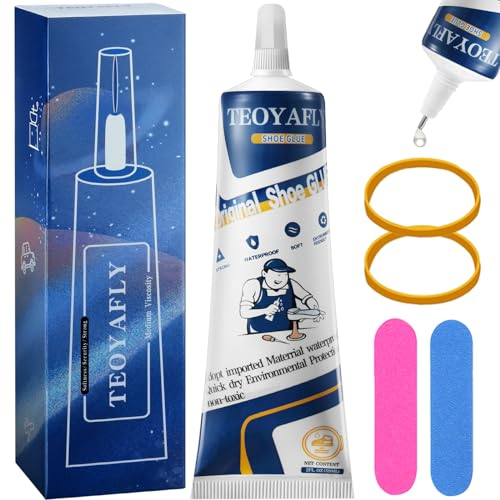 60g Schuhkleber Extra Stark Wasserfest,Transparent Schuhsohlenkleber,Textilkleber,Lederkleber,Kleber für Schuhe,TEOYAFLY Hochfester Sekundenkleber Professioneller Reparieren SportSchuhe,Stiefeln,Leder