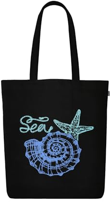 Ecoright Borsa per la spesa, borsa in tessuto di cotone, stampata con cerniera, robusta borsa da trasporto con manico