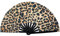 FANSOF.FANS Large Rave Folding Handheld Chinese/Japanese Fan Women Girls Rave Accessories for Music Festivals Burlesque Pride Outfits Clack Fan (Leopard Skin)