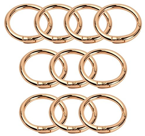 10 Pièces Mousqueton Rond 33mm, Anneaux Porte-clés Multifonctionnels, Boucle Pour Sacs à Main, Décorations DIY (Doré)