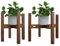AHAQU 2 Pack Mid-Century Plant Stand, Wooden Flower Holder for Indoor and Outdoor, Bamboo Adjustable Stand for Pots up to 35cm