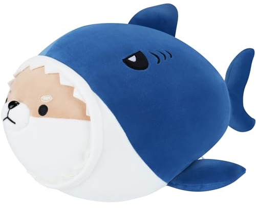 Fortuning's JDS Shiba Inu Plüschtier Hund Plüsch Kissen Niedlichen Shiba Inu Kuscheltier Hai Hund Gefüllte Kissen Weich Puppe Spielzeug Cartoon Hai Kissen Tierform Geburtstagsgeschenk