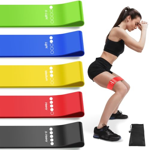 Resistance Bands for Working Out, Exercise Bands Resistance Bands Set with 5 Resistance Levels, Multi-Colored Workout Bands for Indoor and Outdoor Fitness, Leg Strength Training, Rehab, Yoga