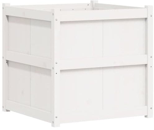 vidaXL Jardinière d'Extérieur, Lit Surélevé, Bac à Fleurs, Pot de Plantes, Boîte à Fleurs Jardin Patio Terrasse, Blanc 70x70x70 cm Bois de Pin Massif