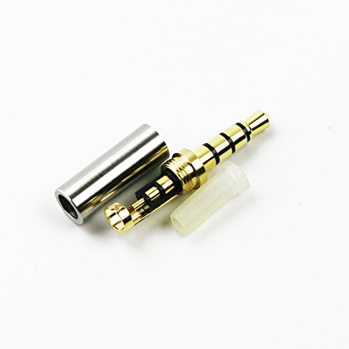 ABLET 2 Pack Gold 1/8 3.5mm 4 Pole TRRS Male Repair Headphone Jack Plug Metal Audio Soldering Headset Connector Silver