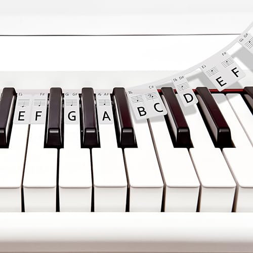 UQQU Premium Piano Keyboard Stickers, Removable Note Labels for Beginners, 88-Key Full Size, Easy to Apply and Remove, Enhance Learning and Playing Experience, No Need Stickers,Reusable -Classic Black