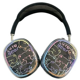JRCYVTA Custodia per AirPods Max con cuore e orsetto di tulipano, trasparente, in morbido TPU resistente ai graffi, per cuffie Apple AirPods Max (orsetto filettato)