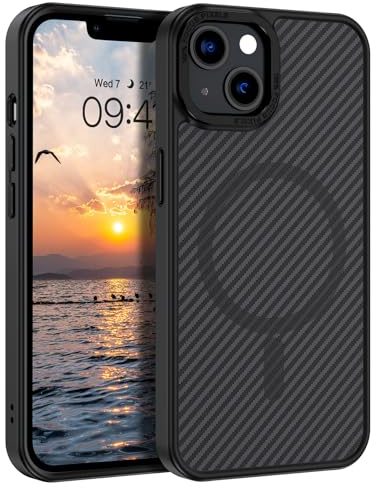 Telaso Magnetisch Hülle für iPhone 13 Mini Hülle für MagSafe Magnetkraft Handyhülle iPhone 13 Mini Case Kohlefasertextur-Design Stoßfest Schutzhülle Cover für iPhone 13 Mini 5.4 Schwarz