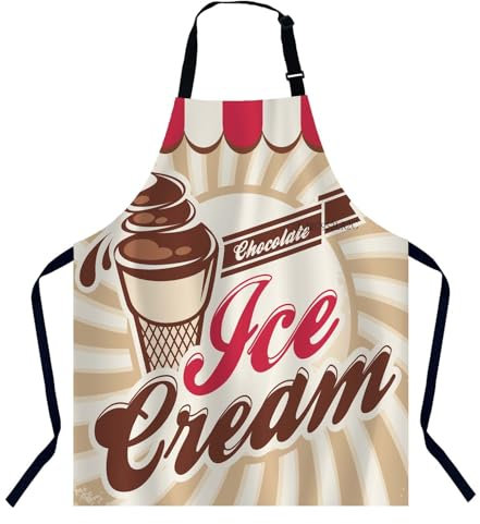 Xuwenz Schürze für Damen und Herren, 007, Retro-Eiscreme-Poster, 31 X 27 Inch