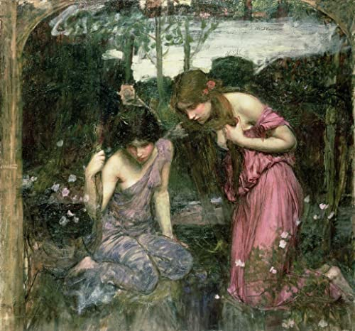 IPLUPJDY Vintage Leinwand Wandkunst GemäLde Kunst Bilder Kunstdruck Leinwand Nymphen finden den Kopf des Orpheus: eine Skizze der Nymphe links von John William Waterhouse für Wohnzimmer-Dekor60x90cm
