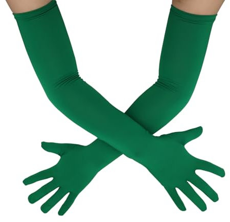 Sheface Lange Handschuhe für Herren und Damen, 55,9 cm, Spandex, dehnbar, Kostümhandschuhe, Bankett, Party, Hochzeit, Handschuhe, Dunkelgrün, Einheitsgröße