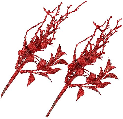 Alipis 2 Stück Weihnachtsbaum Dekoration Weihnachtsspieße Spray Weihnachts Glitzer Picks Goldene Blumen Künstlich Zur Dekoration Krippendekoration Künstliche Äste Künstliche