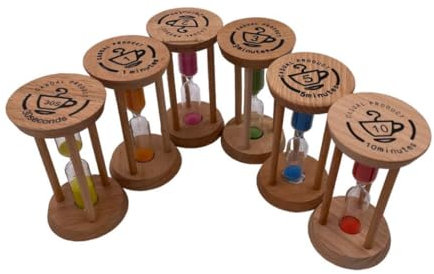 Fenteer Lot de 6 sabliers en bois coloré pour bureau, études, exercice, yoga, cuisine, ROND