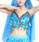MUNAFIE Pailletten Oberteil Damen Glitzer Top BH Bauchtanz Festival Oberteil Hellblau