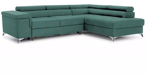 COMFORTINO FURNITURE Ecksofa mit Schlaffunktion EDURO L-Form, Sofa Couch mit Bettkasten, 3-Sitzer Eckcouch, Schlafsofa für Wohnzimmer, Big Sofa Couch mit Schlaffunktion (Hellblau, Rechts)