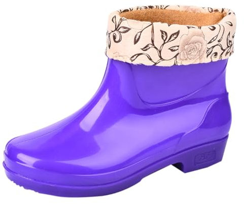 Generico Stivali Pioggia Donna Gomma Eleganti Impermeabile, Stivali in Gomma Donna Per Pioggia Comodi Con Pile Tronchetti Donna Resistenti Tinta Unita Stivaletti Donna Bassi Leggere Rain Boots Moda