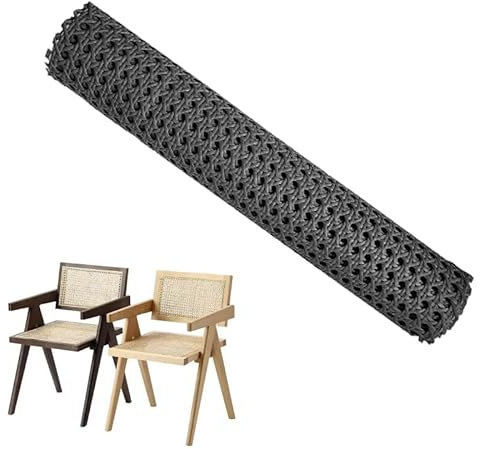 Sangle en rotin synthétique (polyéthylène), noir, rouleau de tissu en rotin tressé, ouvert - Pour projets de bricolage, décoration de meubles (40 x 100 cm)