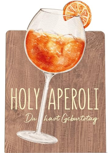 Lustige Geburtstagskarte Holzkarte - HOLY APEROLI Geburtstagskarte mit Umschlag | Happy Birthday Karte, Geburtstagsgeschenk, Aperol Sprit, Aperol Karte, Freundin Karte, BFF, Geschenk Beste Freundin