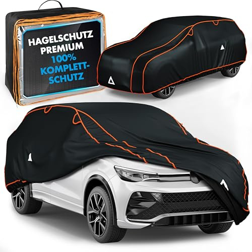 WALSER Hagelschutz Abdeckplane Auto, Hagelschutzplane TÜV geprüft*, Perma Protect Complete Autogarage, Wasserabweisende SUV/Van Vollgarage Abdeckung, Hagel Rundum-Schutz Größe 9 schwarz