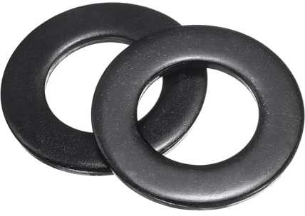 QUARKZMAN 2 Pièces Rondelles Plates en Acier Inoxydable M27, 27mm ID x 50mm OD x 4mm d'Épaisseur, Rondelles Métalliques en Acier Zingué Noir pour Vis et Boulons