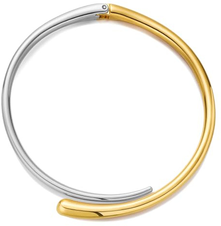 WOWORAMA Chunky Choker Halskette für Frauen Gold Silber Tropfen Choker Halsketten Frühling Offenes Cuff Kragen Metall Statement Halskette