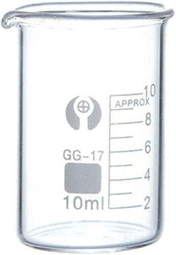 Labor Messbecher Set 10ml – Durchsichtige Glas Messzylinder mit Skala für Küche and Chemieexperimente