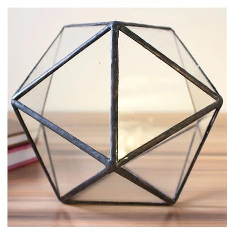 Terrarien für Blumenkübel Sukkulenten Farn Moos BlumentopfAirPlantPlanterBoxFairyGardenPolyeder Glas geometrische Terrarium Bonsai Flaschengarten(10X10X9.5CM)