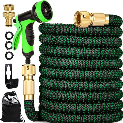 Garden Hose,Expandable Up to 100FT/30m,10 Pattern Spray Nozzle Flexible Expanding Watering Hose with 3/4 1/2 Fittings, Easy Storag,Expandable Garden Hose Pipe,for Outdoor and Garden Irrigation