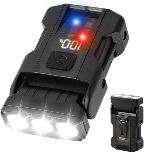 Aolso Mini Linterna LED Recargable, Linterna Giratoria de 80° con Pulsera de Silicona, Cola Magnética, Llavero, para Camping, Senderismo y Emergencias