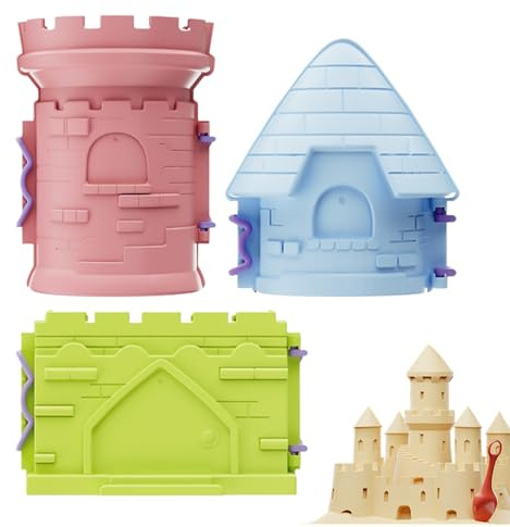 Generisch Sandspielset,Sandkasten Spielzeug Bausatz Burg Formen Set | 3-Teiliges Set Interaktives Spielzeug Für Mädchen Kleinkinder Outdoor Geburtstag Reise Urlaub Sommer Schnee
