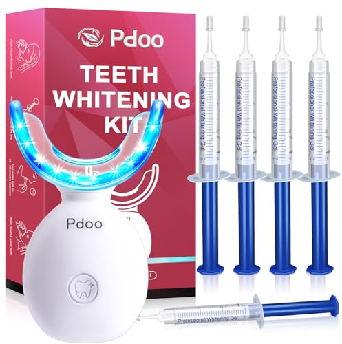 Kabelloses LED Zahnaufhellung Set mit 5 x 3ml Zähne Aufhellen-Gel – Wiederaufladbarer Zahnbleaching Set für Teeth Whitening – Faster than Whitening Strips - Zahnbleaching zu Hause