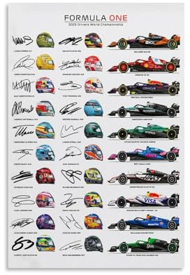 KUAILI 2025 F1-Poster, Wandkunst, Leinwand, ästhetisches Cover, Poster, Vintage-Musik und Filme, dekoratives Gemälde für Wohnzimmer, Schlafzimmer, 30 x 45 cm, ungerahmter Stil